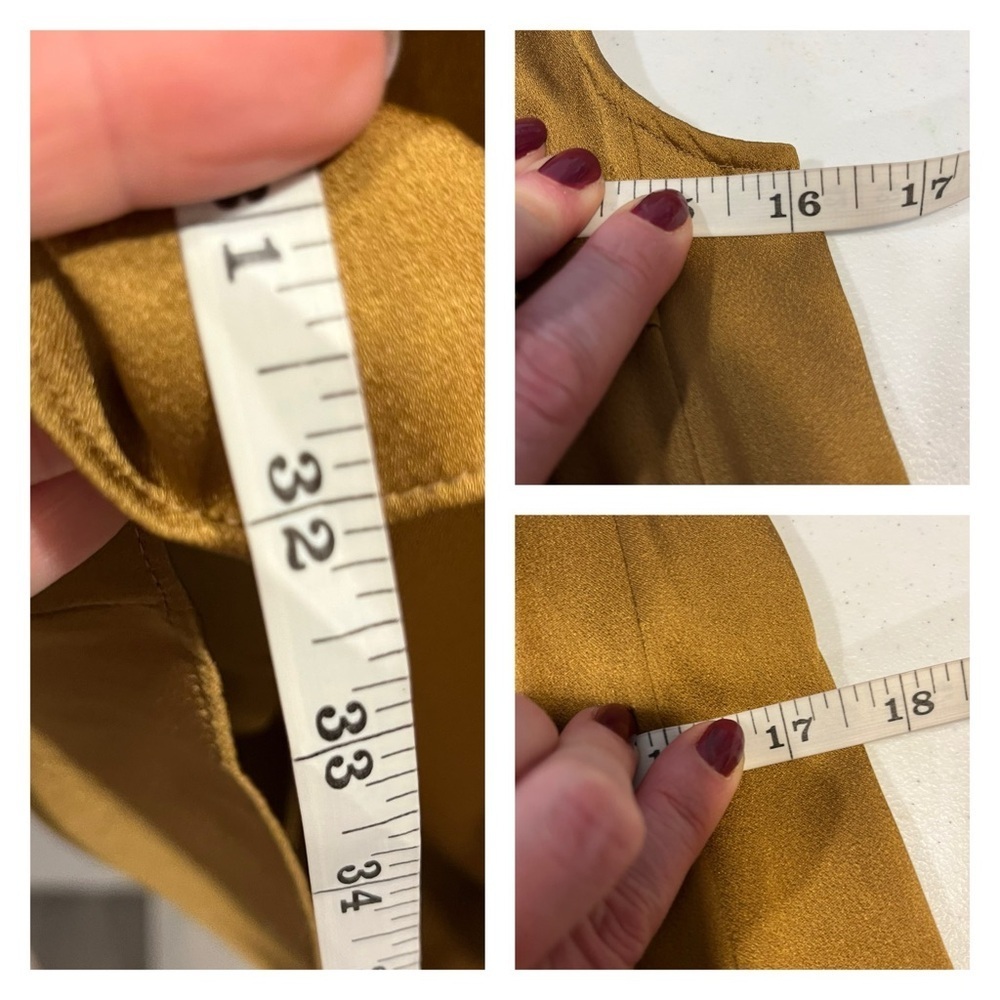 Saint Laurent Gold Satin One Shoulder Ruffle Mini Dress FR 38 US 6 NWT Cocktail - Picture 16 of 16